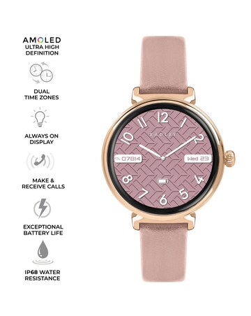 Radley Series 48 AMOLED T-Bar Leather Strap Smart Watch - Pink