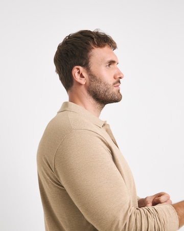 Long Sleeve Marl Pique Polo Long