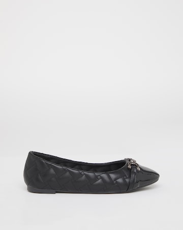 Ari Quilted Ballerinas With Trim - Wide Fit (E)