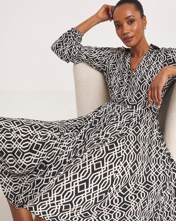 Long Sleeve Belted Swing Shirt Dress