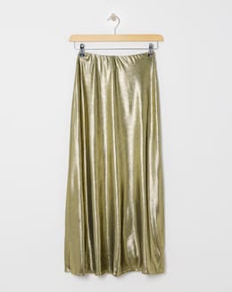 Gold Metallic Jersey Maxi Skirt