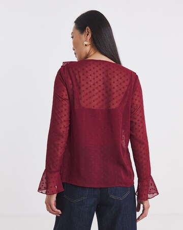 Dobby Ruffle Front Blouse