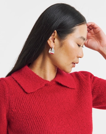 Red Fluffy Collar Jumper