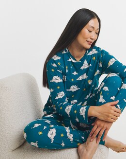 Chelsea Peers Jersey Crew Neck Rabbit Print Pyjama Set