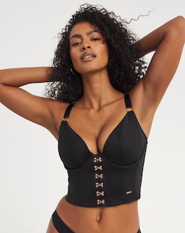 Figleaves Neoprene Underwired Front Fastening Non Padded Corset (B-F) Black