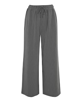 Soft Pull On Grey Pinstripe Wide Leg Trousers