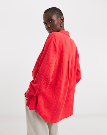 Pure Cotton Textured Relaxed Long Sleeve Shirt