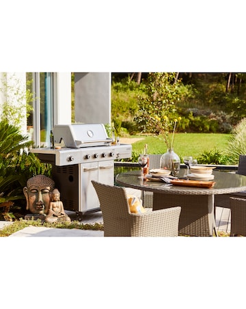Outback Jupiter 4 Burner Stainless Steel Hybrid BBQ with Chopping Board