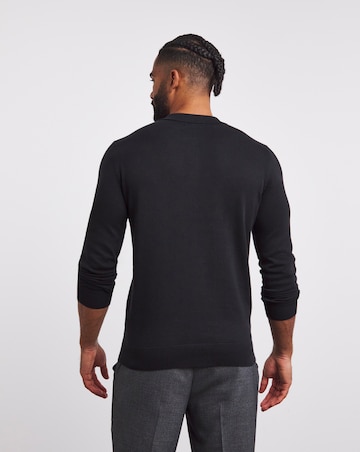 Black Cotton Long Sleeve Polo
