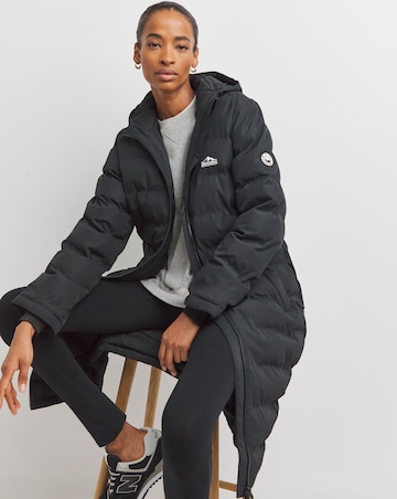 Snowdonia Black Showerproof Long Padded Jacket