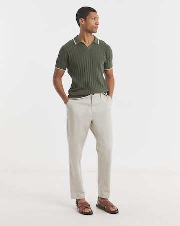 Textured Trophy Neck Tipped Knit Polo