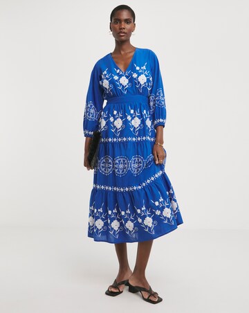 Embroidered Smock Dress