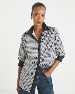 Printed Satin Long Sleeve Shirt