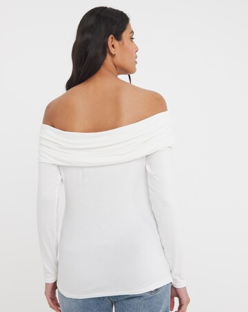 Cream Long Sleeve Bardot Top