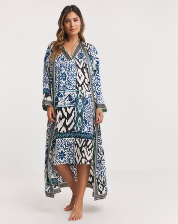Stretch Satin Kimono Tie Gown