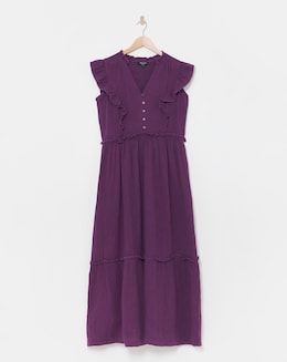 Cheesecloth Smock Dress With Shirred Back