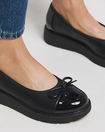 Heavenly Soles Josie Low Wedge Ballerina Shoe Wide E Fit