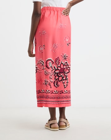 Border Print Midi Wrap Skirt