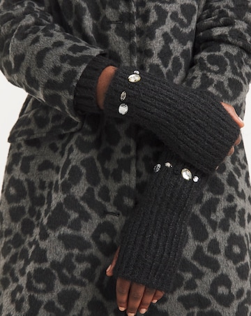 Jewel Embellished Hat & Handwarmer Set