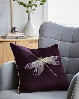 Embroidered Dragonfly cushion
