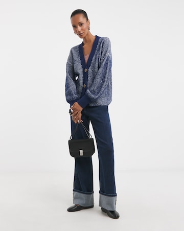 Striped Ribbed V Neck Cardigan