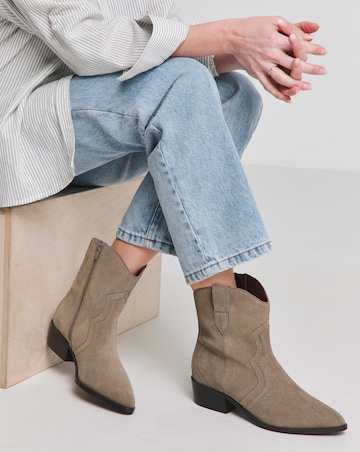 Myra Classic Suede Western Ankle Boot - Extra Wide Fit (EEE)