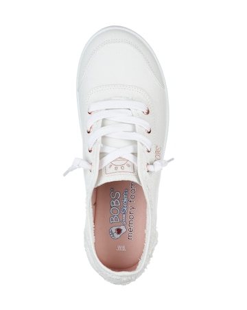 Skechers White Bobs B Cute Canvas Lace Up -Wide Fit (E)