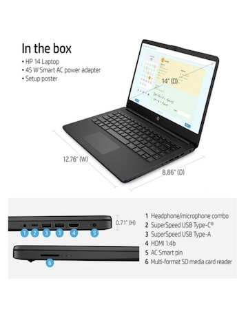 HP 14s-dq0518sa 14in Intel Celeron 4GB 128GB Windows 11s Laptop