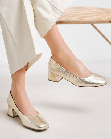 Heavenly Soles Catherine Low Block Heel Court Shoes - Wide Fit (E)
