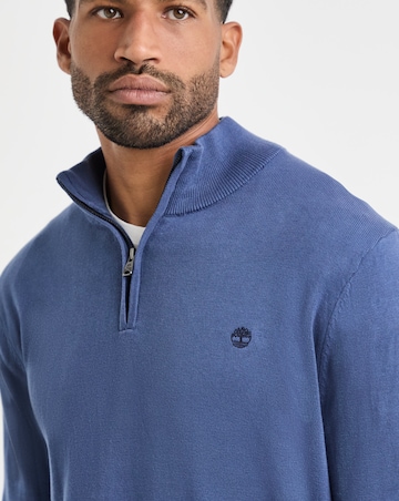 Timberland Williams River Cotton 1/4 Zip Jumper - Blue
