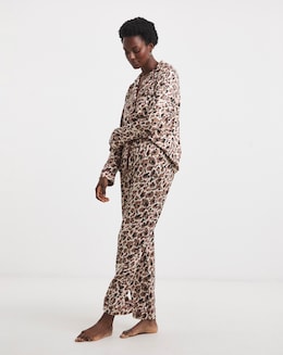 Pretty Secrets Button Through Revere Pyjama Set Animal Print