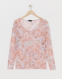 Printed Lace Long Sleeve Top