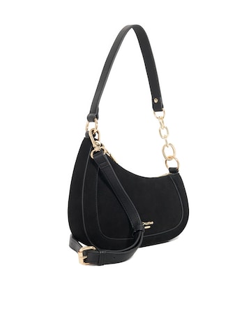 Dune Direction Real Suede Asymmetric Chain Detail Shoulder Bag