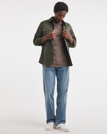 Crew Neck T-Shirt Long Length- Brown Marl