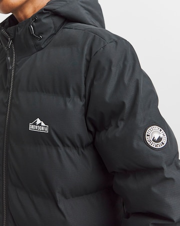 Snowdonia Black Showerproof Long Padded Jacket