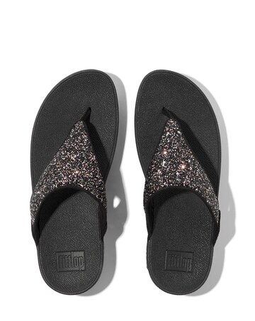 Fit Flop Black Multi Lulu Glitter Toe-Post Sandals -Standard Fit (D)