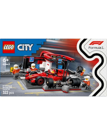 LEGO City F1 Pit Stop & Pit Crew with Ferrari Car Model Racing Vehicle Toy 60443