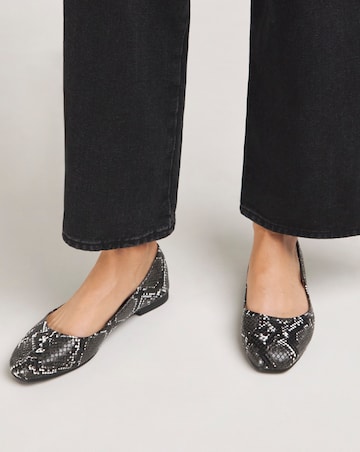 Clarice Square Toe Snake Ballerina Shoes Wide E Fit