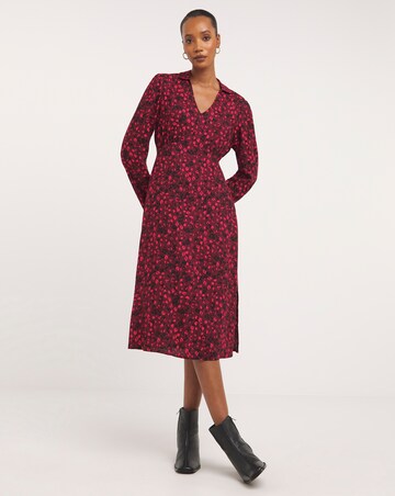 Viscose Midi Shirt Dress with Collar