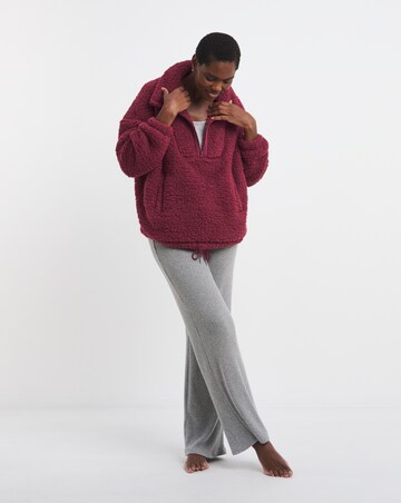 Pretty Secrets Quarter Zip Fleece Snuggle Top Burgundy