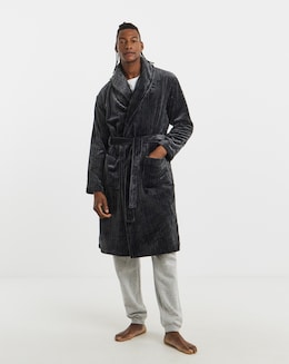 Striped Fleece Dressing Gown