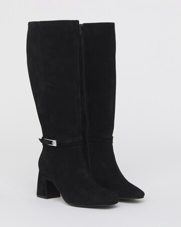 Alfie Heeled Leather Knee High Boots Trim - Extra Wide Fit (EEE) & Curvy Calf