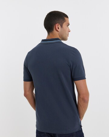 Lyle & Scott Short Sleeve Striped Tipped Polo - Navy