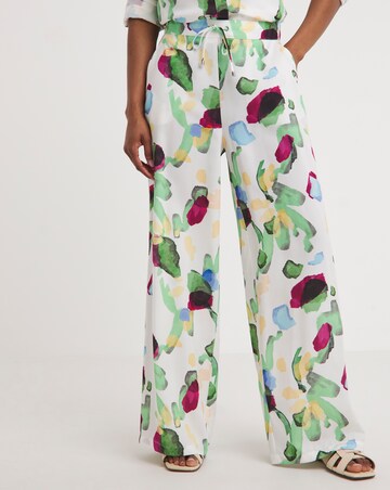 Printed Textured Wide Leg Trousers