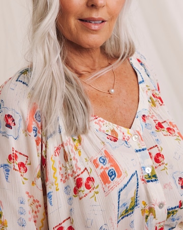 Julipa Postcard Print Crinkle Blouse