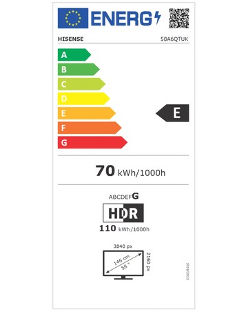 Hisense 58A6QTUK 58in 4K Ultra HD HDR LED Smart TV