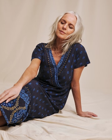 Julipa Pure Cotton Wrap Border Midi Dress