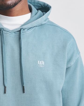 Union Garment Dyed Relaxed Fit Hoodie- Blue