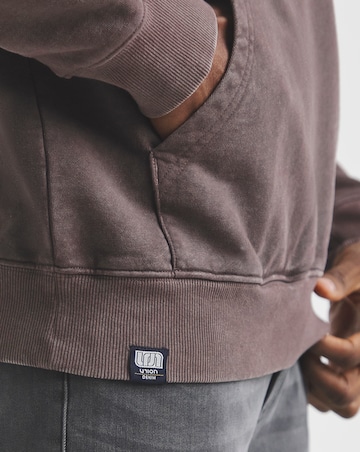 Union Garment Dyed Relaxed Fit Hoodie- Brown