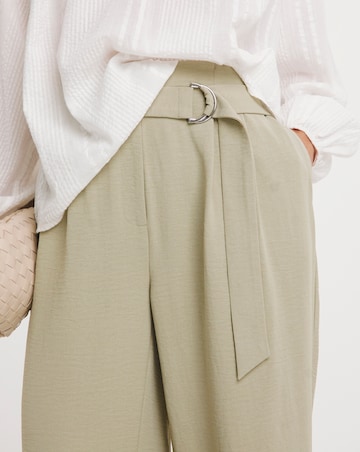 Textured Wide Leg Belted Trouser
